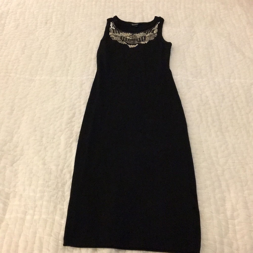 Express Black Tshirt Dress with Embellishments